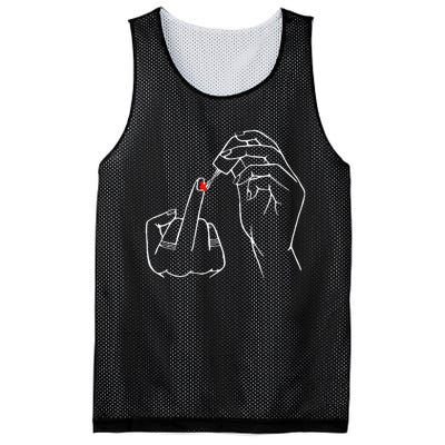 Middle Finger Red Nail Polish Mesh Reversible Basketball Jersey Tank