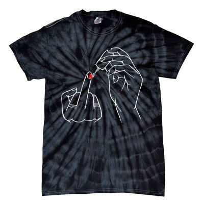 Middle Finger Red Nail Polish Tie-Dye T-Shirt