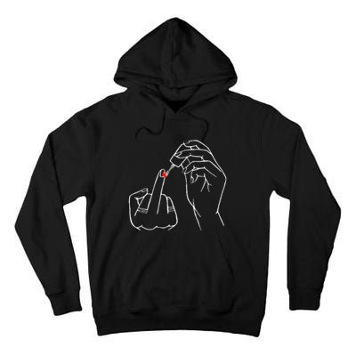 Middle Finger Red Nail Polish Tall Hoodie