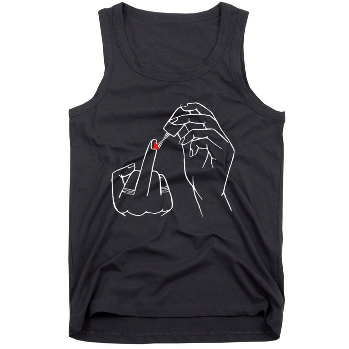 Middle Finger Red Nail Polish Tank Top