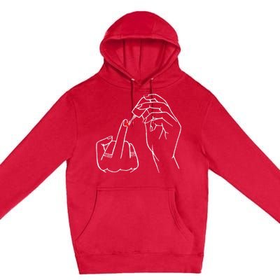 Middle Finger Red Nail Polish Premium Pullover Hoodie