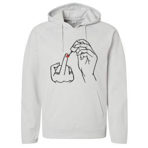 Middle Finger Red Nail Polish Performance Fleece Hoodie