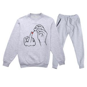 Middle Finger Red Nail Polish Premium Crewneck Sweatsuit Set