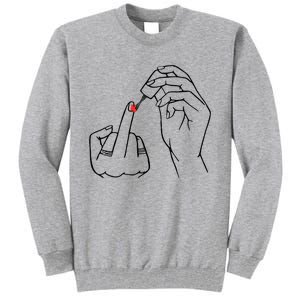 Middle Finger Red Nail Polish Tall Sweatshirt