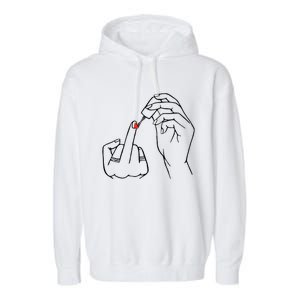 Middle Finger Red Nail Polish Garment-Dyed Fleece Hoodie