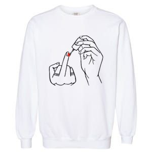 Middle Finger Red Nail Polish Garment-Dyed Sweatshirt