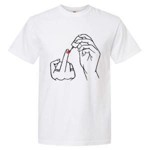 Middle Finger Red Nail Polish Garment-Dyed Heavyweight T-Shirt