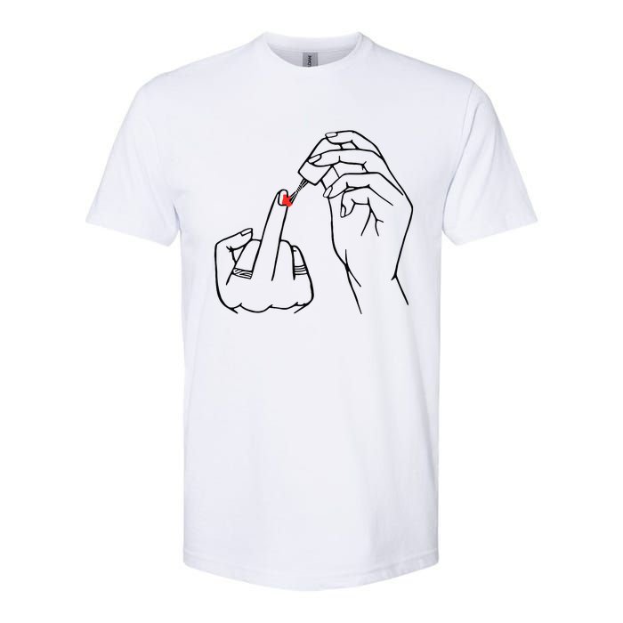 Middle Finger Red Nail Polish Softstyle CVC T-Shirt