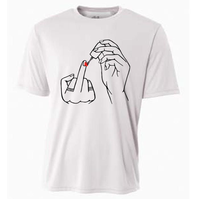 Middle Finger Red Nail Polish Cooling Performance Crew T-Shirt