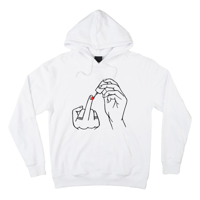 Middle Finger Red Nail Polish Hoodie