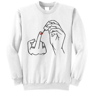 Middle Finger Red Nail Polish Sweatshirt