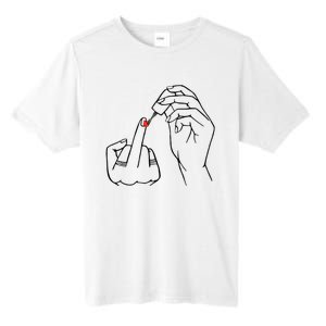 Middle Finger Red Nail Polish Tall Fusion ChromaSoft Performance T-Shirt