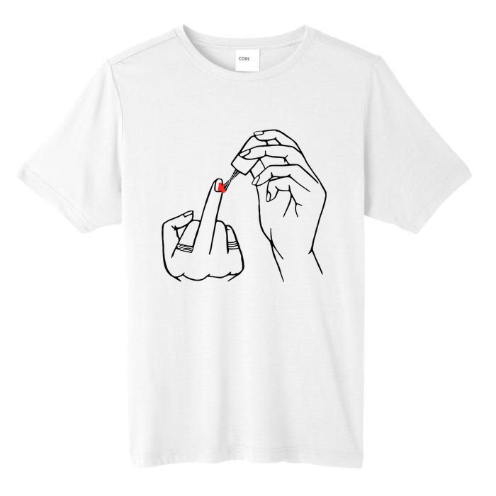 Middle Finger Red Nail Polish Tall Fusion ChromaSoft Performance T-Shirt