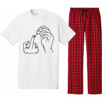 Middle Finger Red Nail Polish Pajama Set