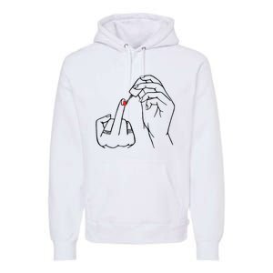 Middle Finger Red Nail Polish Premium Hoodie