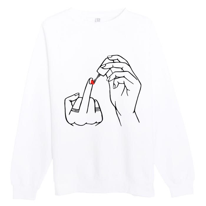 Middle Finger Red Nail Polish Premium Crewneck Sweatshirt