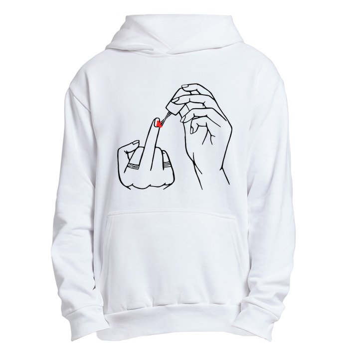 Middle Finger Red Nail Polish Urban Pullover Hoodie