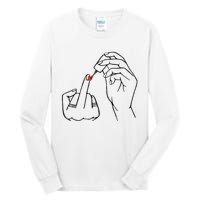 Middle Finger Red Nail Polish Tall Long Sleeve T-Shirt