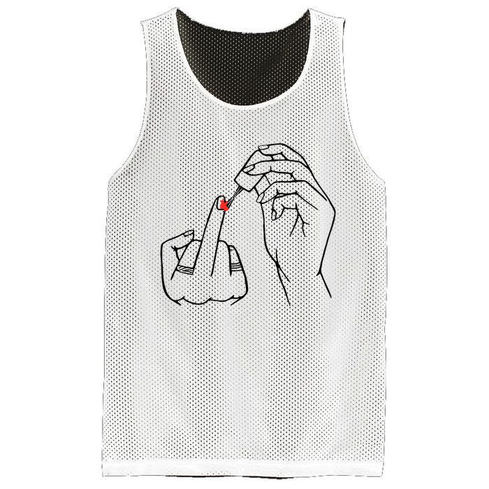 Middle Finger Red Nail Polish Mesh Reversible Basketball Jersey Tank