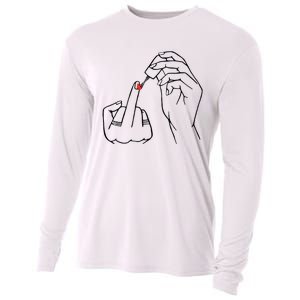 Middle Finger Red Nail Polish Cooling Performance Long Sleeve Crew