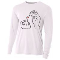 Middle Finger Red Nail Polish Cooling Performance Long Sleeve Crew