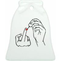 Middle Finger Red Nail Polish Ceramic Bell Ornament