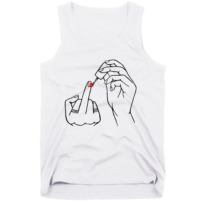 Middle Finger Red Nail Polish Tank Top