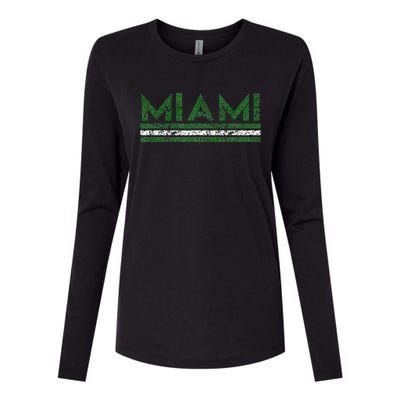 Miami Florida Retro Vintage Weathered Womens Cotton Relaxed Long Sleeve T-Shirt