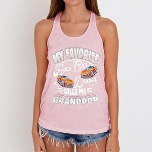 My Favorite Race Car Driver Calls Me Grandpop Grandpa Gift Women's Knotted Racerback Tank