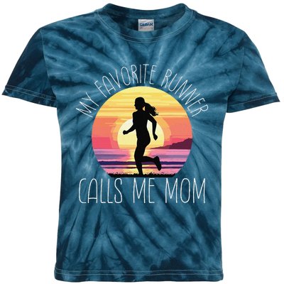 My Favorite Runner Calls Me Mom Kids Tie-Dye T-Shirt