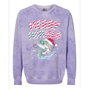 Merry Fishmas Santa Fishing Lovers Funny Fisher Christmas Gift Colorblast Crewneck Sweatshirt