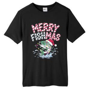 Merry Fishmas Santa Fishing Lovers Funny Fisher Christmas Gift Tall Fusion ChromaSoft Performance T-Shirt