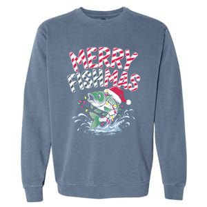 Merry Fishmas Santa Fishing Lovers Funny Fisher Christmas Gift Garment-Dyed Sweatshirt