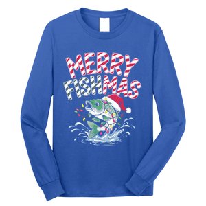 Merry Fishmas Santa Fishing Lovers Funny Fisher Christmas Gift Long Sleeve Shirt