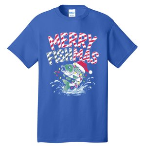 Merry Fishmas Santa Fishing Lovers Funny Fisher Christmas Gift Tall T-Shirt