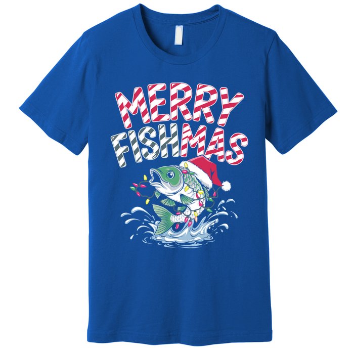 Merry Fishmas Santa Fishing Lovers Funny Fisher Christmas Gift Premium T-Shirt