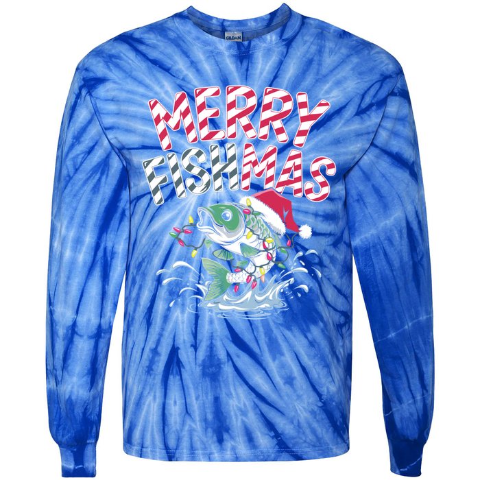 Merry Fishmas Santa Fishing Lovers Funny Fisher Christmas Gift Tie-Dye Long Sleeve Shirt