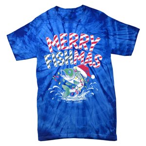 Merry Fishmas Santa Fishing Lovers Funny Fisher Christmas Gift Tie-Dye T-Shirt