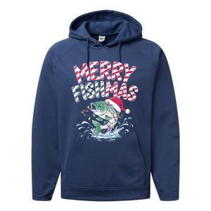 Merry Fishmas Santa Fishing Lovers Funny Fisher Christmas Gift Performance Fleece Hoodie