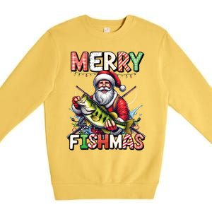 Merry Fishmas Santa Fishing Lovers Funny Fisher Christmas Gift Premium Crewneck Sweatshirt