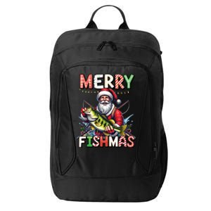 Merry Fishmas Santa Fishing Lovers Funny Fisher Christmas Gift City Backpack