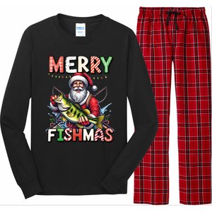 Merry Fishmas Santa Fishing Lovers Funny Fisher Christmas Gift Long Sleeve Pajama Set