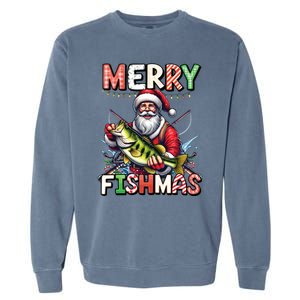 Merry Fishmas Santa Fishing Lovers Funny Fisher Christmas Gift Garment-Dyed Sweatshirt