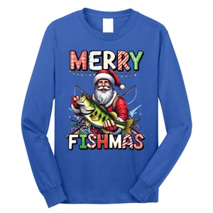 Merry Fishmas Santa Fishing Lovers Funny Fisher Christmas Gift Long Sleeve Shirt