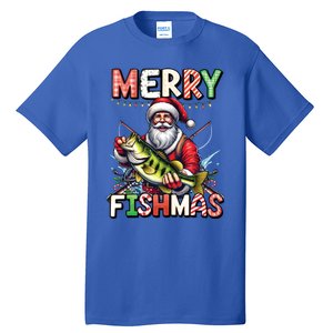 Merry Fishmas Santa Fishing Lovers Funny Fisher Christmas Gift Tall T-Shirt