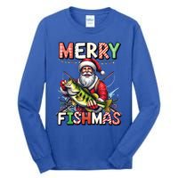 Merry Fishmas Santa Fishing Lovers Funny Fisher Christmas Gift Tall Long Sleeve T-Shirt