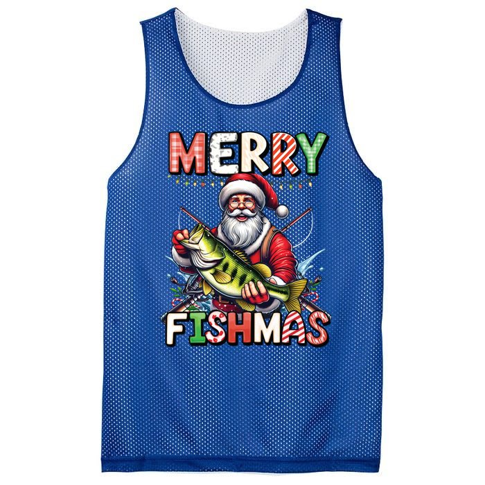 Merry Fishmas Santa Fishing Lovers Funny Fisher Christmas Gift Mesh Reversible Basketball Jersey Tank