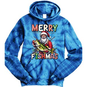 Merry Fishmas Santa Fishing Lovers Funny Fisher Christmas Gift Tie Dye Hoodie