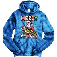 Merry Fishmas Santa Fishing Lovers Funny Fisher Christmas Gift Tie Dye Hoodie