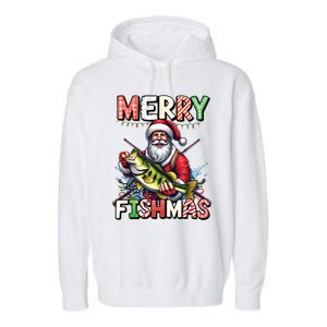 Merry Fishmas Santa Fishing Lovers Funny Fisher Christmas Gift Garment-Dyed Fleece Hoodie